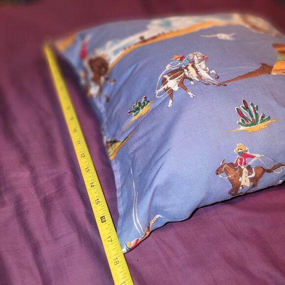 Upcycled Western Throw Pillow Cattle Steering Cowboys Stagecoach Horses Country - Picture 5 of 8